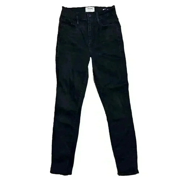 Frame Ali High Rise Cigarette Noir Black Jeans Pants Size 25 - Picture 1 of 7